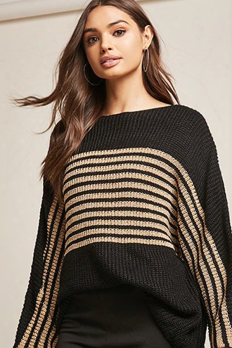 Metallic Striped Sweater-knit Top