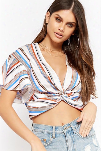 Multi-stripe Twist-front Top