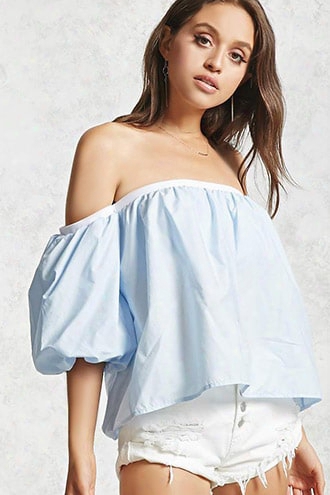 Off-the-shoulder Contrast Top