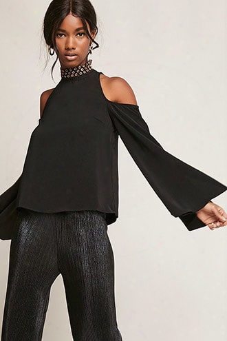 Open-shoulder Grommet Neck Top