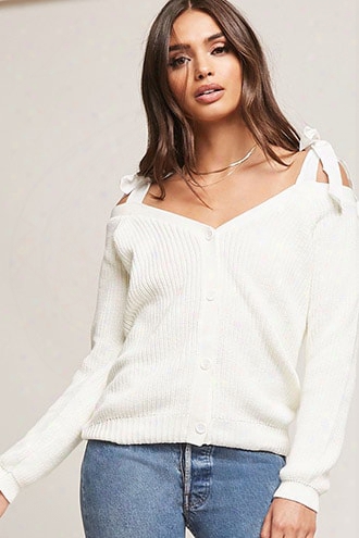 Open-shoulder Self-tie Sweater