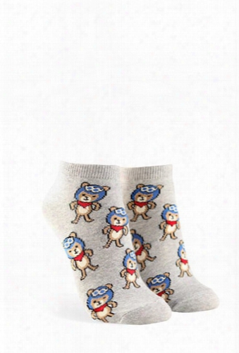 Pilot Bear Graphic Ankle Socks