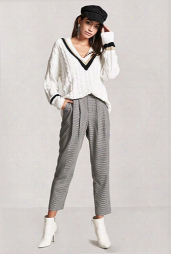 Pleated Houndstooth Trousers