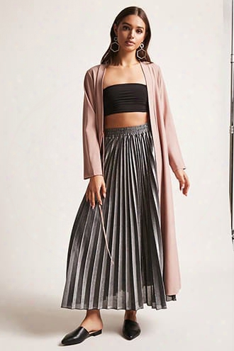 Pleated Metallic Maxi Skirt