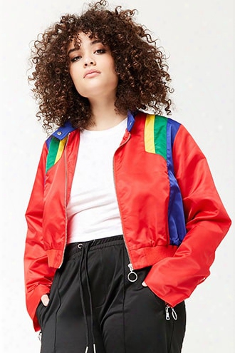 Plus Size Colorblock Zip-front Jacket