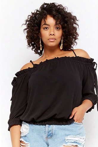 Plus Size Crepe Open-shoulder Top