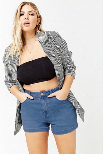 Plus Size Denim High-rise Shorts