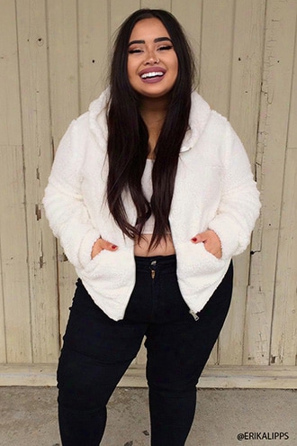 Plus Size Faux Shearling Hoodie