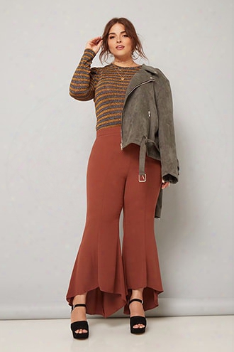 Plus Size High-low Flared Pants