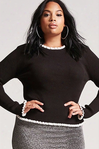 Plus Size Ribbed Contrast Top