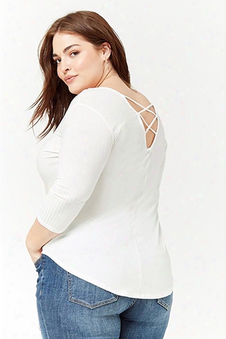 Plus Size Ribbed Crisscross Top