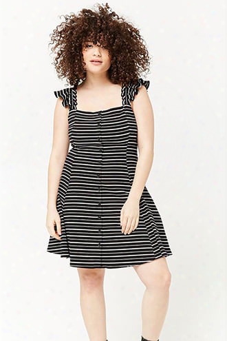 Plus Size Striped Fit & Flare Dress