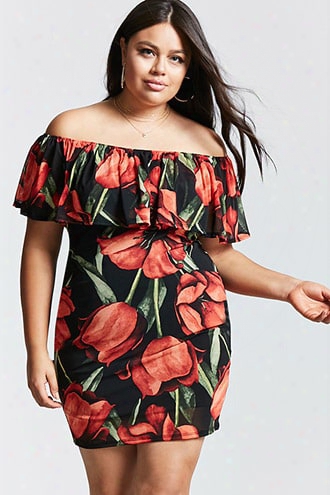 Plus Size Tulip Print Dress