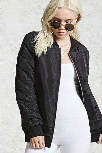 Quilted Sleeve Bomber Jacket
