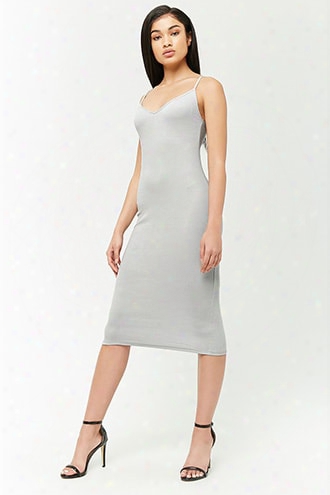 Ribbed V-neck Midi Dress