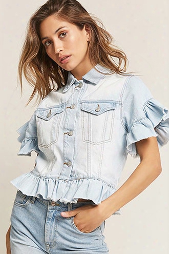 Ruffle-trim Denim Jacket