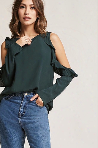 Ruffled Open-shoulder Top