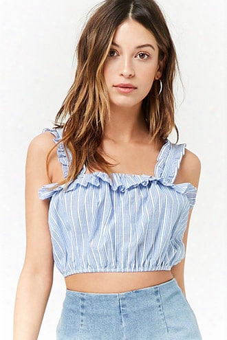 Ruffled Pinstripe Crop Top