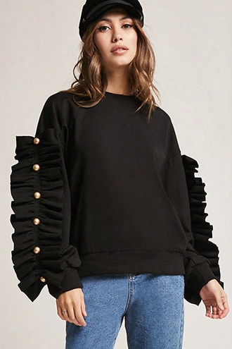 Ruffled Sleeve Sweatshirt