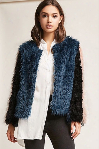 Shaci Faux Fur Colorblock Jacket