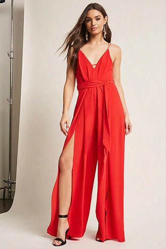 Slit-leg Palazzo Jumpsuit