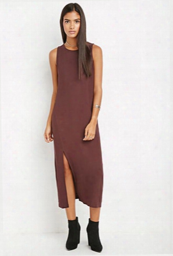 Slit Longline Crepe Dress