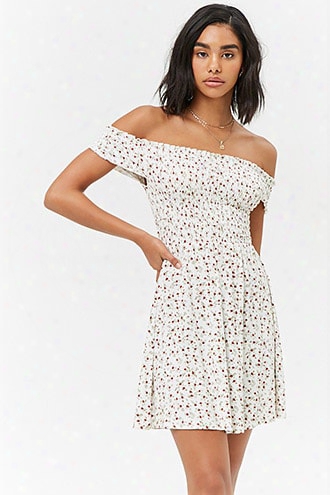 Smocked Floral Off-the-shoulder Dress