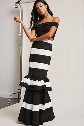 Striped Drop-waist Skirt