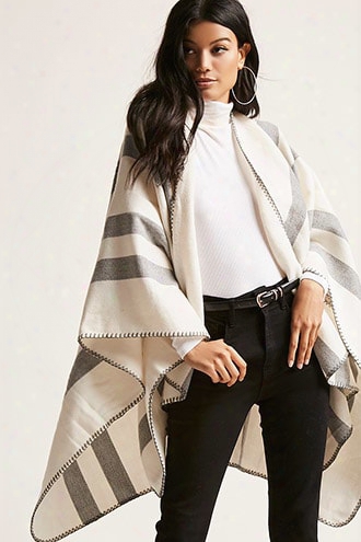 Striped Open-front Poncho