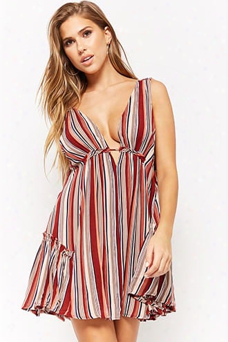 Striped Plunging Dress