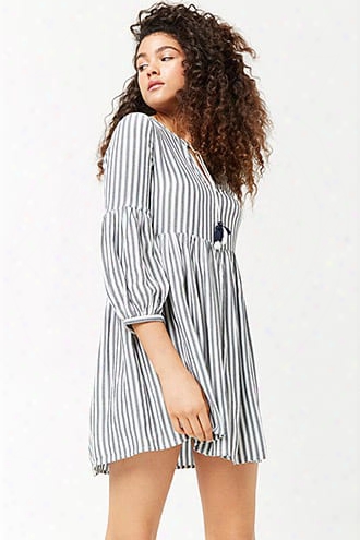 Striped Split Neck Dress