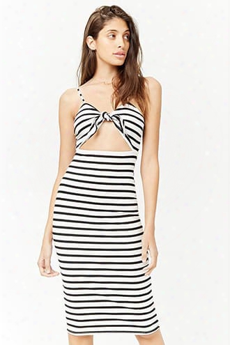 Striped Tie-front Midi Dress