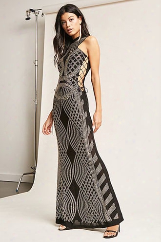 Studded Lace-up Maxi Dress