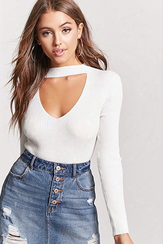 Sweater Knit Cutout Mock Neck Top