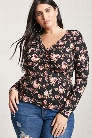 Plus Size Ruched Floral Top