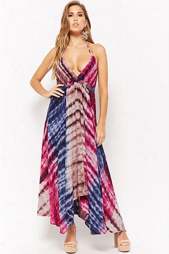 Tie-dye V-neck Midi Dress