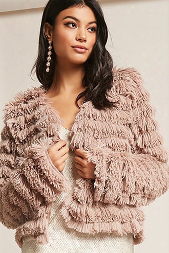 Tiered Fringe Open-front Cardigan