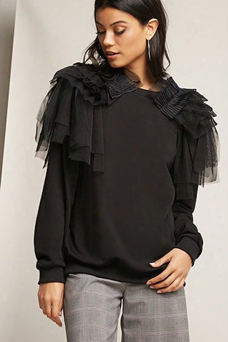 Tiered Mesh Ruffle Sweater