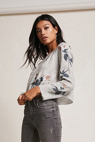 Woven Heart Floral Sweater