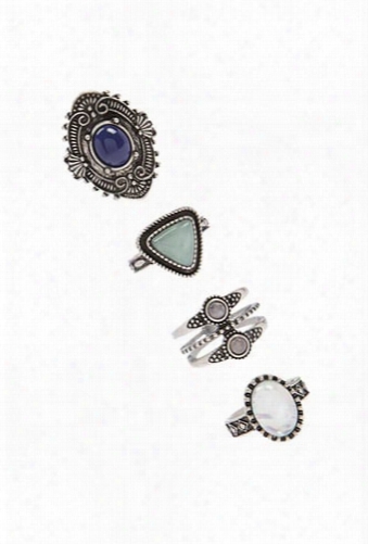 Boho Faux Gem Ring Set