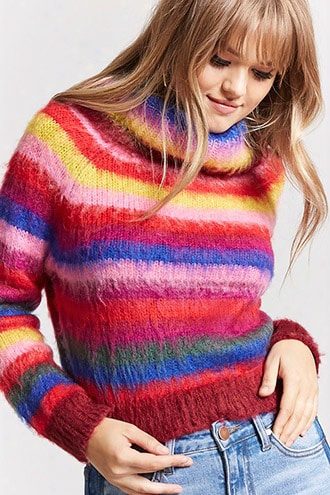 Brushed Knit Rainbow Stripe Sweater