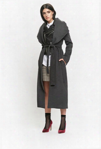 Brushed Knit Wrap Coat