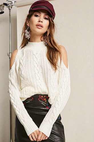 Cable Knit Open-shoulder Sweater