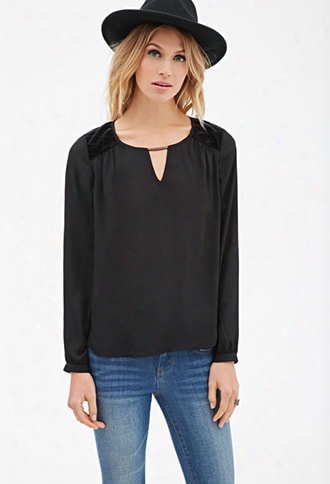 Contemporary Velveteen-paneled Bead Keyhole Top