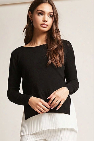 Contrast Accordion-pleat Top