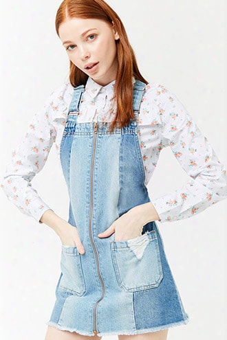 Denim Panel Overall Mini Dress