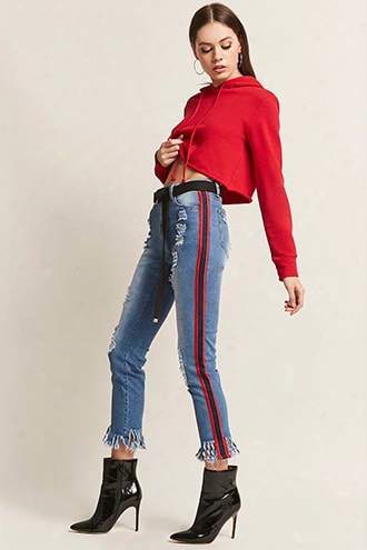 Distressed Frayed Stripe Jeans