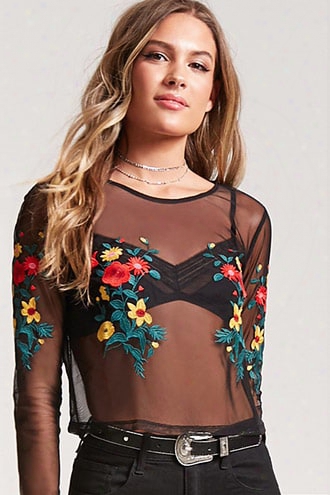 Embroidered Sheer Floral Top