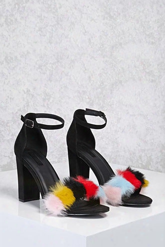 Faux Fur Ankle-strap Heels