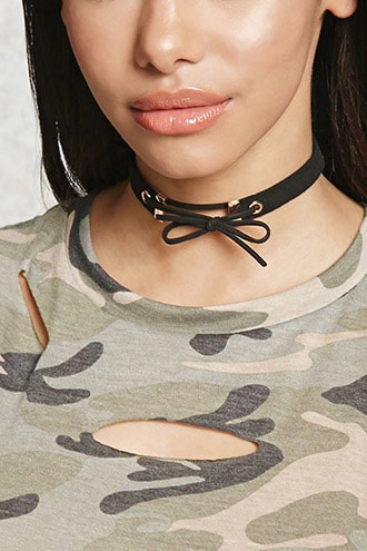 Faux Suede Bow Choker